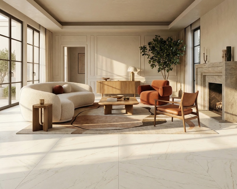 Suelo porcelánico Sicilia Sand en salón